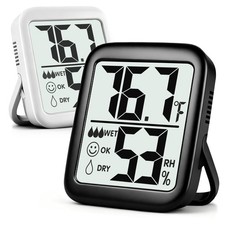 Antonki 2 Pack Room Thermometer for Home, Hygrometer 2 Pcs Black White
