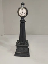 Seth Thomas Pedestal Street Clock Black Resin Mantel Table Clock Quartz Japan
