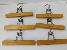 Lot Of 6 Vintage Nevco 10 inch Wooden and Metal Pant/Skirt Clip Clamp Hangers
