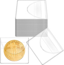50PCS Single Pocket Coin Sleeves, 2.2 X 2.2 Inches Clear Plastic Holders, Indivi