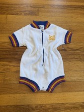 Vintage 70s Baby Yacht Boating Romper One Piece, Terry Cloth Cute 12 Months 