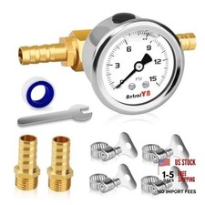 0-15Psi Fuel Pressure Test Kit,1 0-15PSI White T -Fitting Mount 11PCS Kit