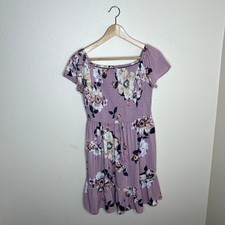 Xhiliration Mauve Floral Summer Dress Medium