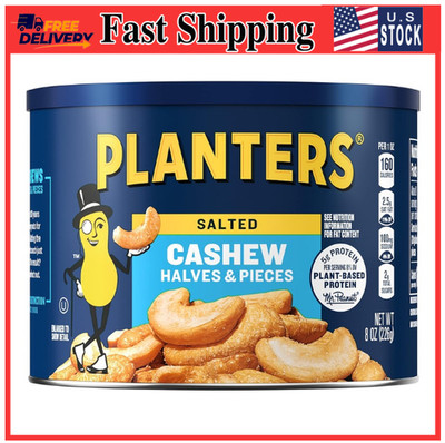 PLANTERS Salted Cashew Halves & Pieces, Party Snacks, 8 Ounce (Pack of 1)