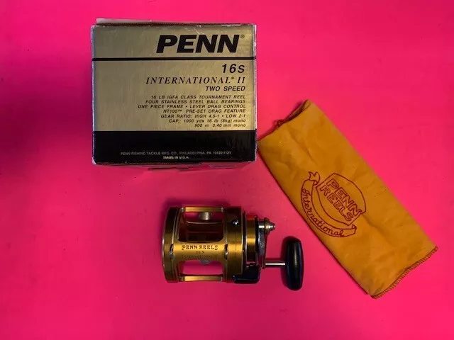 PENN INTERNATIONAL 16S 2-SPEED LEVER DRAG FISHING REEL WITH THE BOX & REEL BAG