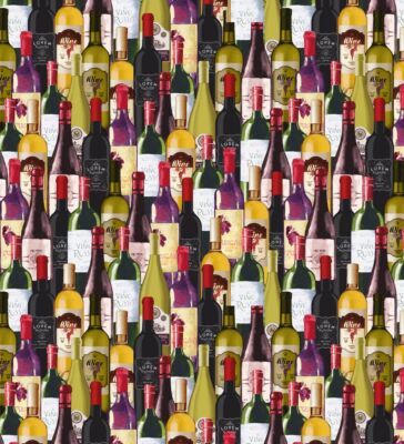 Wine Bottle Fabric BTY Timeless Treasures Wine-CD1931,  Cotton, TheFabricEdge