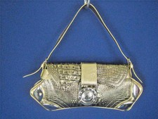 Ripani Italy Embossed Gold Metallic Leather New Satchel Shoulder Bag