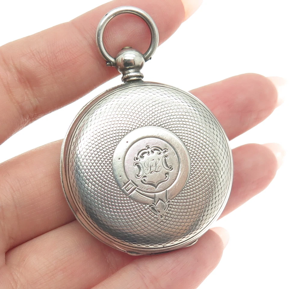 Reloj Bolsillo Mecánico Antiguo MARREY GENEVE Plata Esterlina Grabado #3580 Foto 2 de 4