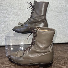 Vintage Justin Lace Up Boots 7.5C USA Brown Leather Kiltie 8  Western