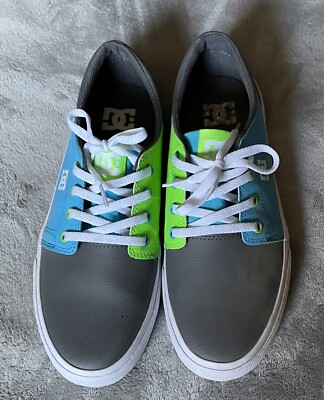 DC Youths Trase SE Skate Blue Green Gray USA 7 EUR 39 Leather Upper PreOwned