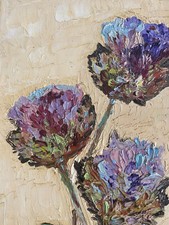 Ölbild - Wandbild 60er Stilleben Blumenstrauß 54x20cm