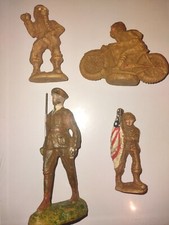  4 antique-WW1 COMPOSITION- MILITARY SOLDIERS- 1 TRICO JAPAN -5.5" tall
