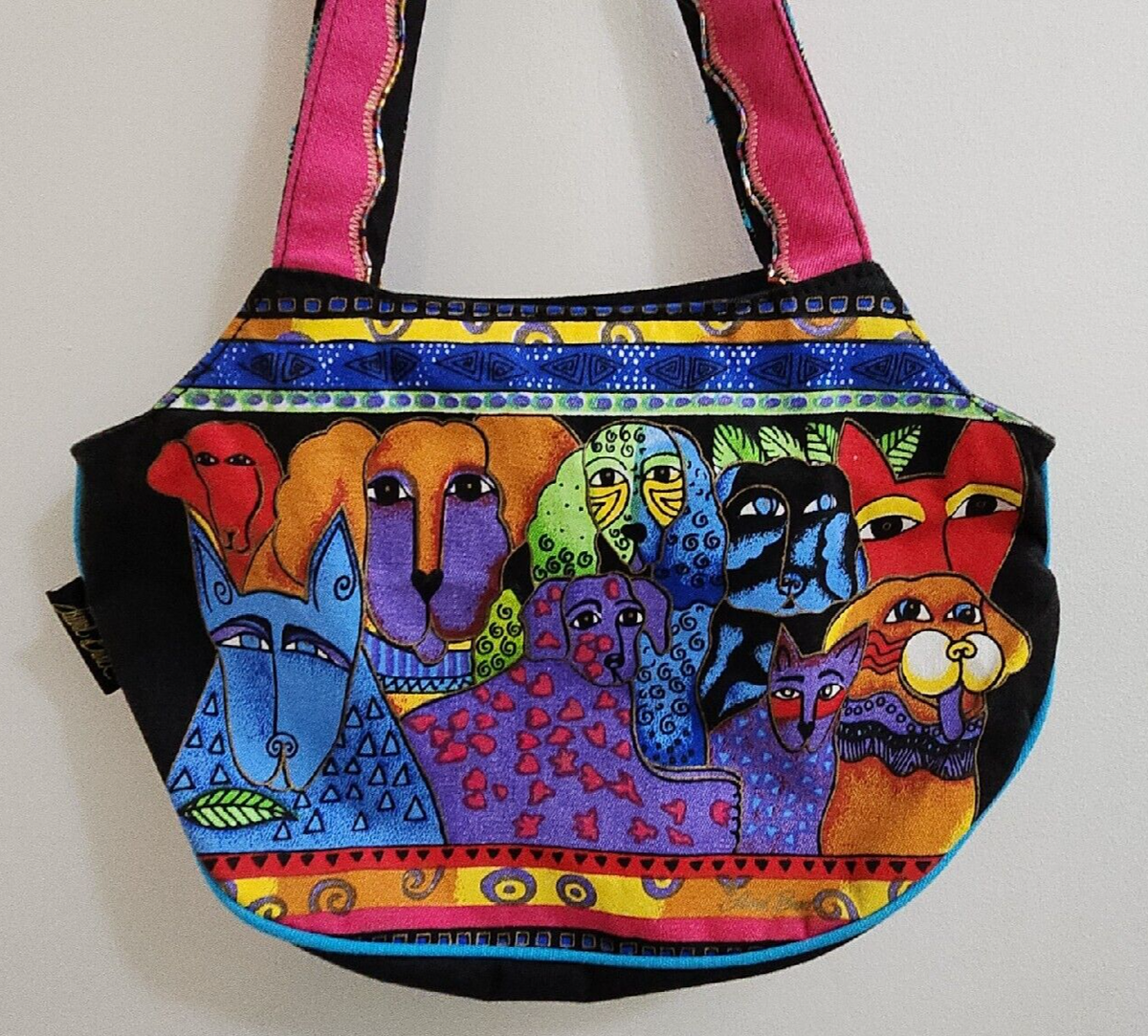 Laurel Burch Dogs Canvas Beach Tote Bag Purse