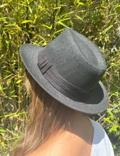 Unisex Men & Women Black Panama Medium Brim Tropical Cuba Woven Fedora Hat
