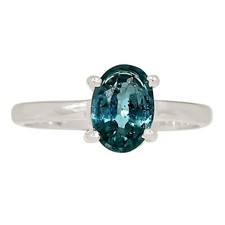 Natural Faceted Teal Blue Kyanite - India 925 Silver Ring Jewelry s.7 ALLR-31039