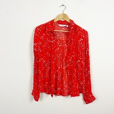 Other Stories Red Long Sleeve Floral Button Up Shirt Size 8