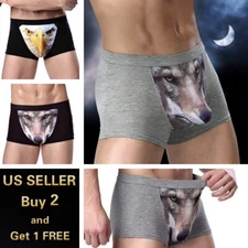 Adult Mens 3D Wolf Eagle Boxer Briefs Animal Print Underwear Shorts Pants