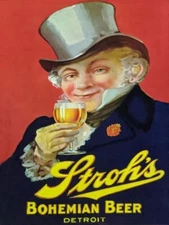 Stroh's Bohemian Beer of Detroit NEW Metal Sign: 9 x 12" & Free Shipping