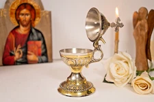 Christian Carved Brass Incense Burner full set with Tong,Incense and Charcoal