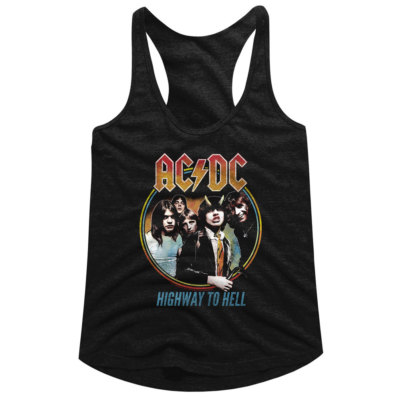 AC/DC Ladies Racerback Tanktop Highway To Hell Circle Color Tank