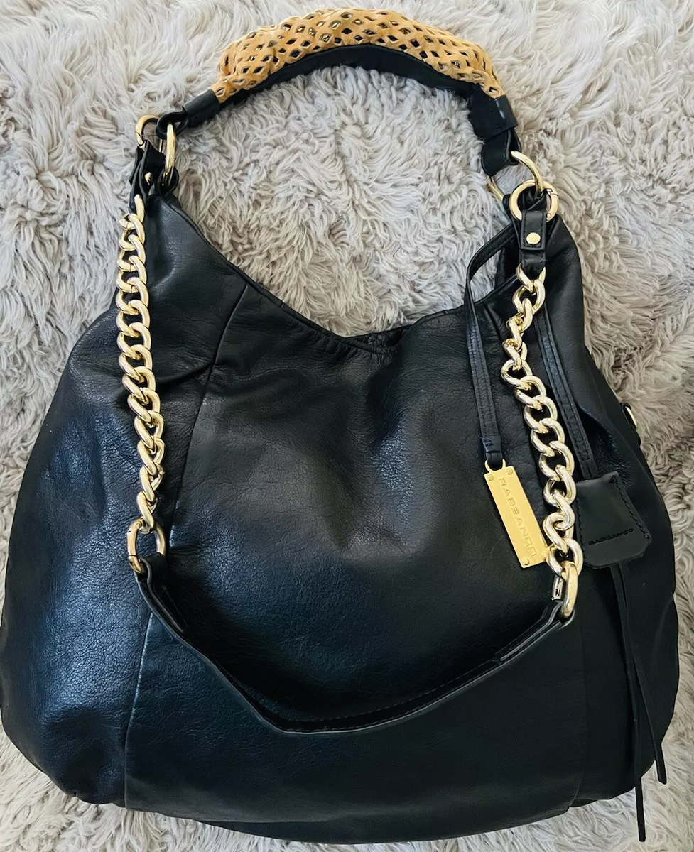RABEANCO Women s Large LEATHER SATCHEL SHOULDER Bag HOBO Chain Gold Strap
