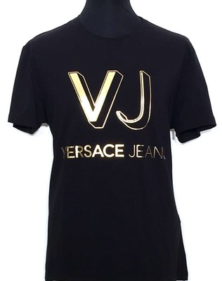 versace jeans black and gold t shirt