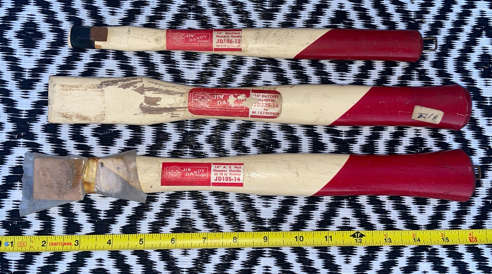 Lot Of 3 Vintage Antique Jim Dandy Hickory Machinist Hatchet Hammer