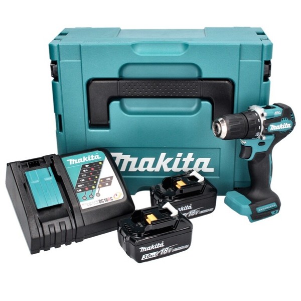 Makita Ddf 487 Rfj Bohrschrauber 18 V 40 Nm + 2X Akku 3,0 Ah + Lader + Makpac-image