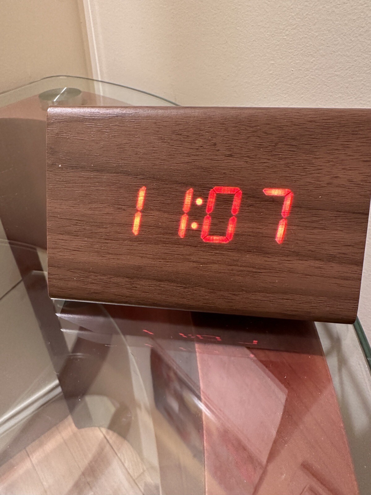 Digital LED Wooden Alarm Clock With Time, Date, Temperature Display eBay