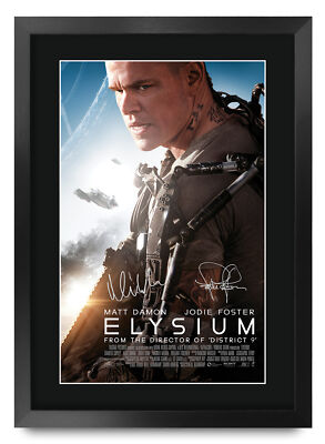 Elysium Film Filmplakat Cast signiert gedruckt Autogramm A3 gerahmt Memorabilia