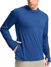 Men's UPF 50 Sun Protection Long Sleeve Hoodie Shirt with Pockets for Fishing