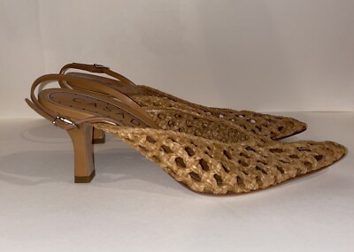 New Casadei Versilia Woven Pointed Toe Slingback Heel Pumps 37.5 (US7)