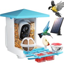   Smart Bird Feeder w/ Camera, Solar-Powered 2K HD Bird Watching Camera, 3X Zoom