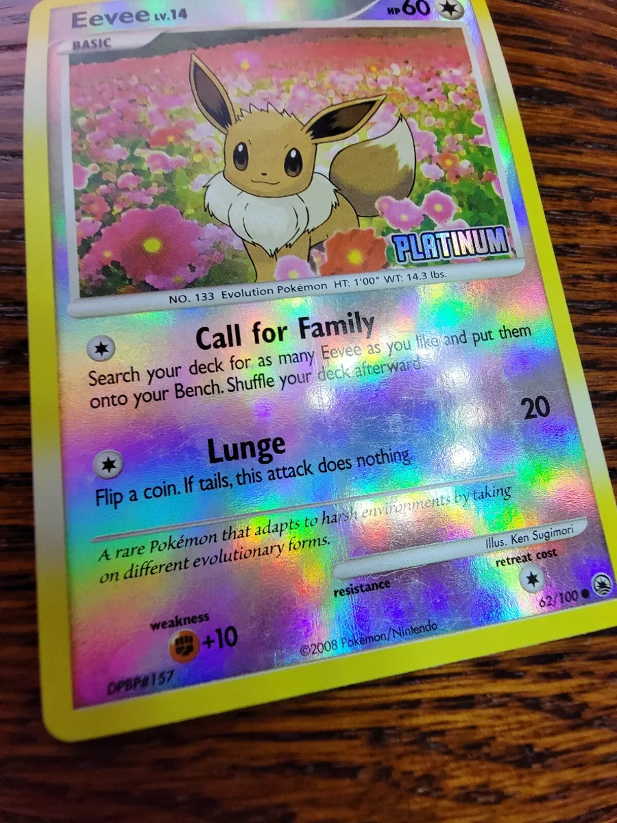 Pokemon Eevee Platinum Reverse Holo 62/100 Burger King Promo TCG Card LP!