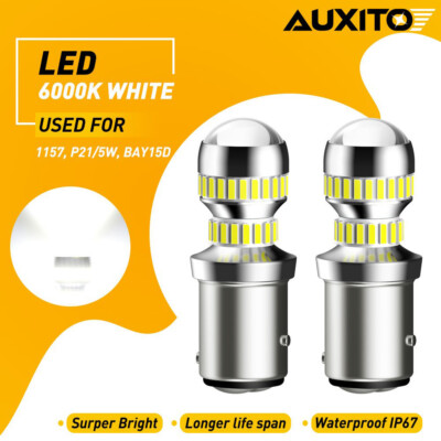 6pcs AUXITO 1157 LED Turn Signal Brake Reverse Parking Light Bulb 6500K White
