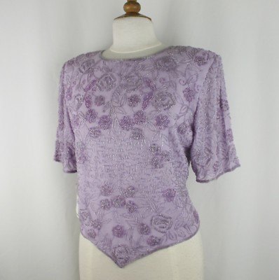 JASDEE Vintage Blouse 24'' Length HandWork Bead & Embriodery On Chiffon # F2069