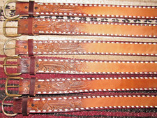 VTG Western C M Co Buckstitch Tooled Embossed Leather Belts 6 pc Size 26 NEW