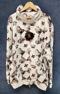 Kanji Premium Jeans Lion & Crown AOP Zip-up Fleece Jacket NEW Old