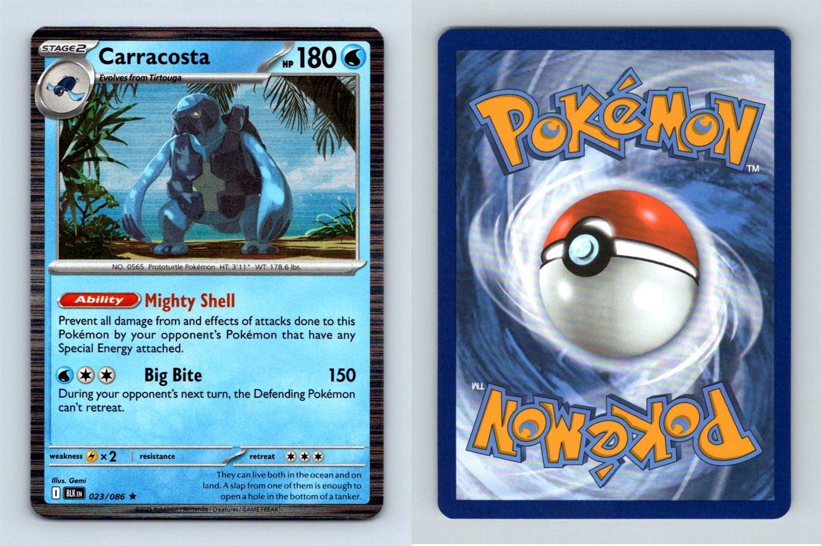 Carracosta #23/086 Scarlet & Violet Black Bolt Rare Holo Pokemon 2025 TCG Card