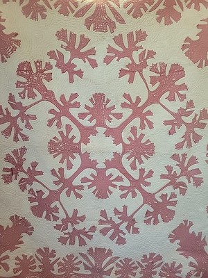 RARE, Authentic Hawaiian Night Blooming Cereus Applique Antique Quilt 19th c.