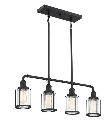 Quoizel LUD434 Ludlow 4 Light 34"W Linear Chandelier - Black - Picture 3 of 6