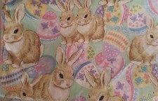 Easter Cotton Quilting Fabric Bunnies Eggs by Springs Creative - 41.5" x 55"