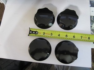 NOS large fluted bakelite radio knobs. 3" mfg K&K. brass inserts