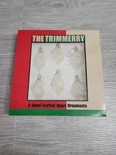 Set of 6 Hand Crafted Glass Christmas Ornaments Tear Drop Frosted In Box Vintage