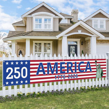 Large 250Th Anniversary Banner 120" X 20" 250 Years of Freedom America 1776-2026