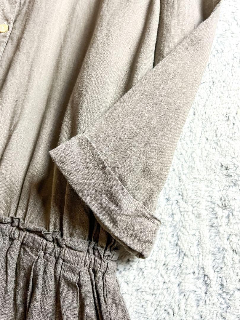 nest Robe Linen 100% Check Docking Shirt Dress Long Brown Free Size Japan View 5