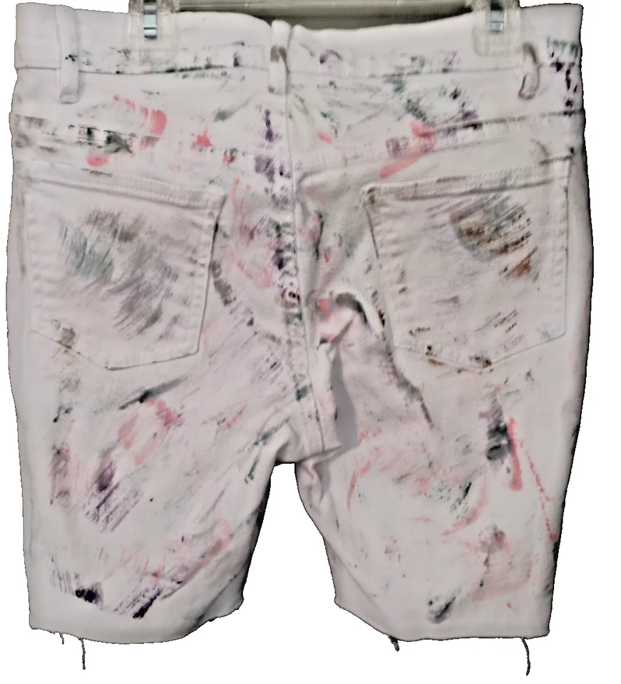 Уникальный Venus размер 4 срезанные белые джинсы шорты разрыв отверстия переработанный гранж молотый - Изображение 2 из 4