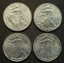4 x $1 American Silver Eagle BU Coins (2013-2016)