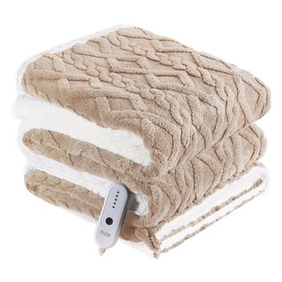 Electric Heated Blanket, 3D Pattern Design, Twin Size Sherpa Super Cozy Heate...