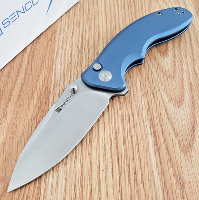 SENCUT Cybrix Folding Knife 3.5 Satin 9Cr18MoV Steel Blade Blue Aluminum Handle